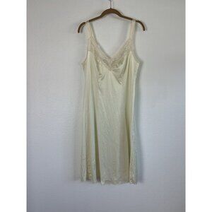 Maidenform Vintage 60s Slip Dress Off White Womens Sm/Med Lace Satin Coquette